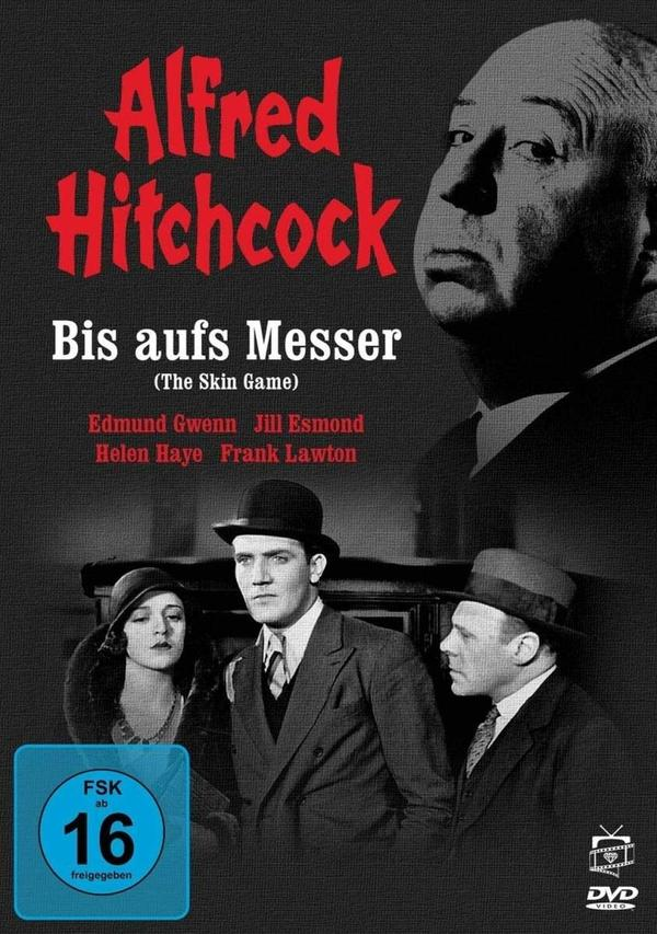 Alfred Hitchcock Filmplakat. Titel in Rot, Schauspieler aufgelistet. Bilder von Schauspielern in einer Filmszene.