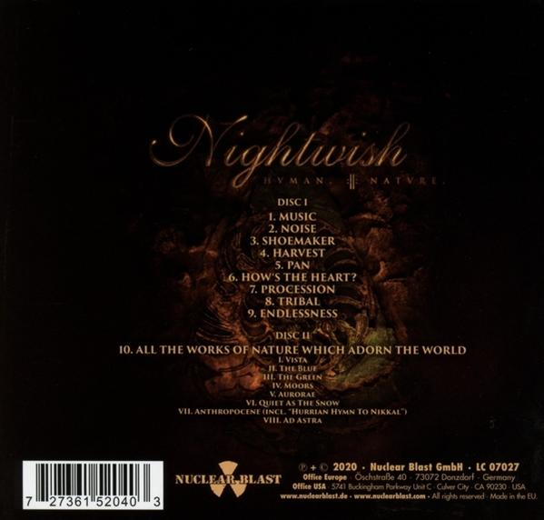 CD-Cover für das Album *Human. :II: Nature.* von Nightwish mit Trackliste.