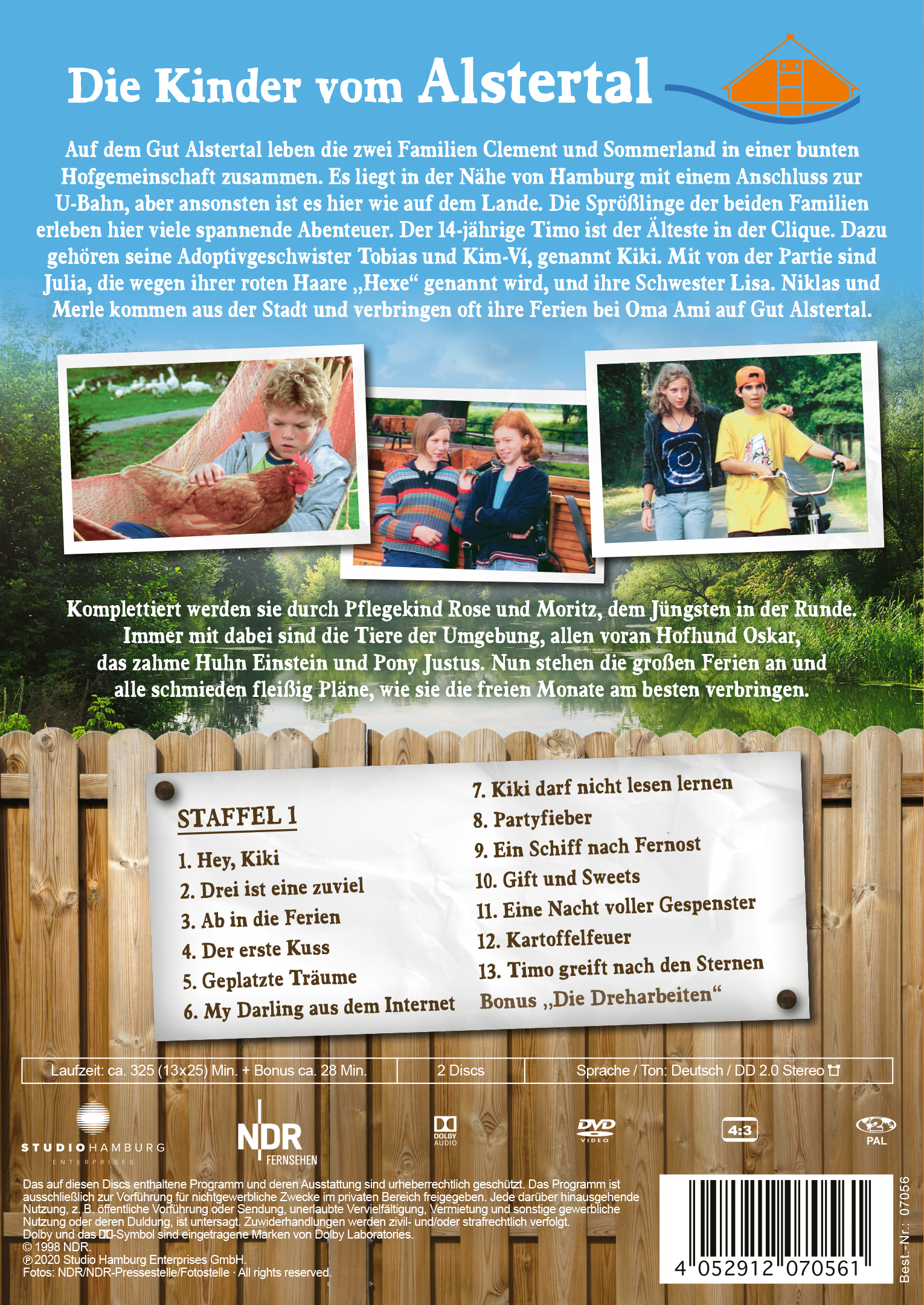 Rückseite einer DVD-Hülle mit deutschem Titel und Bildern von Personen.