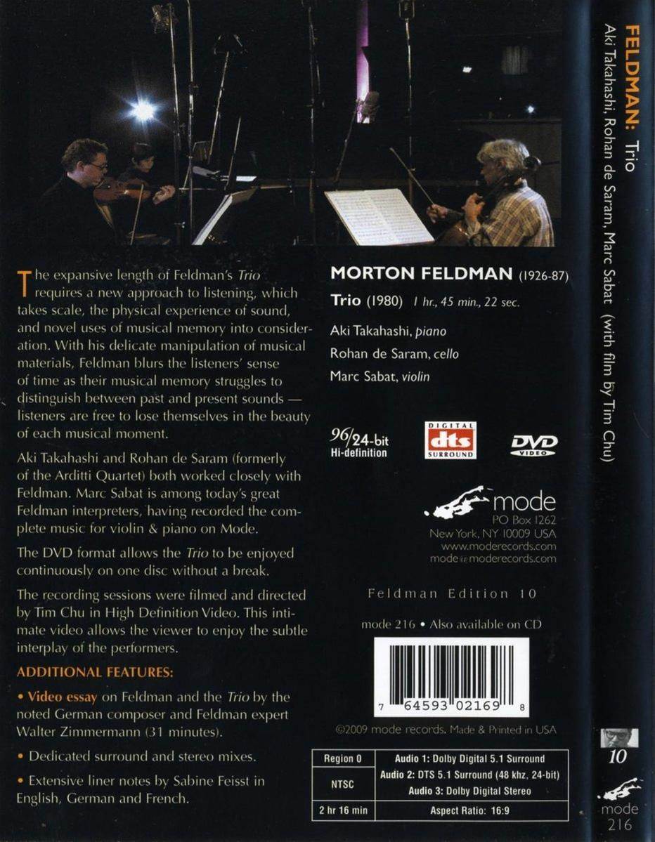 Aki Takahashi, Marc Sabat, Rohan De Saram - Trio (1980)  - (DVD)