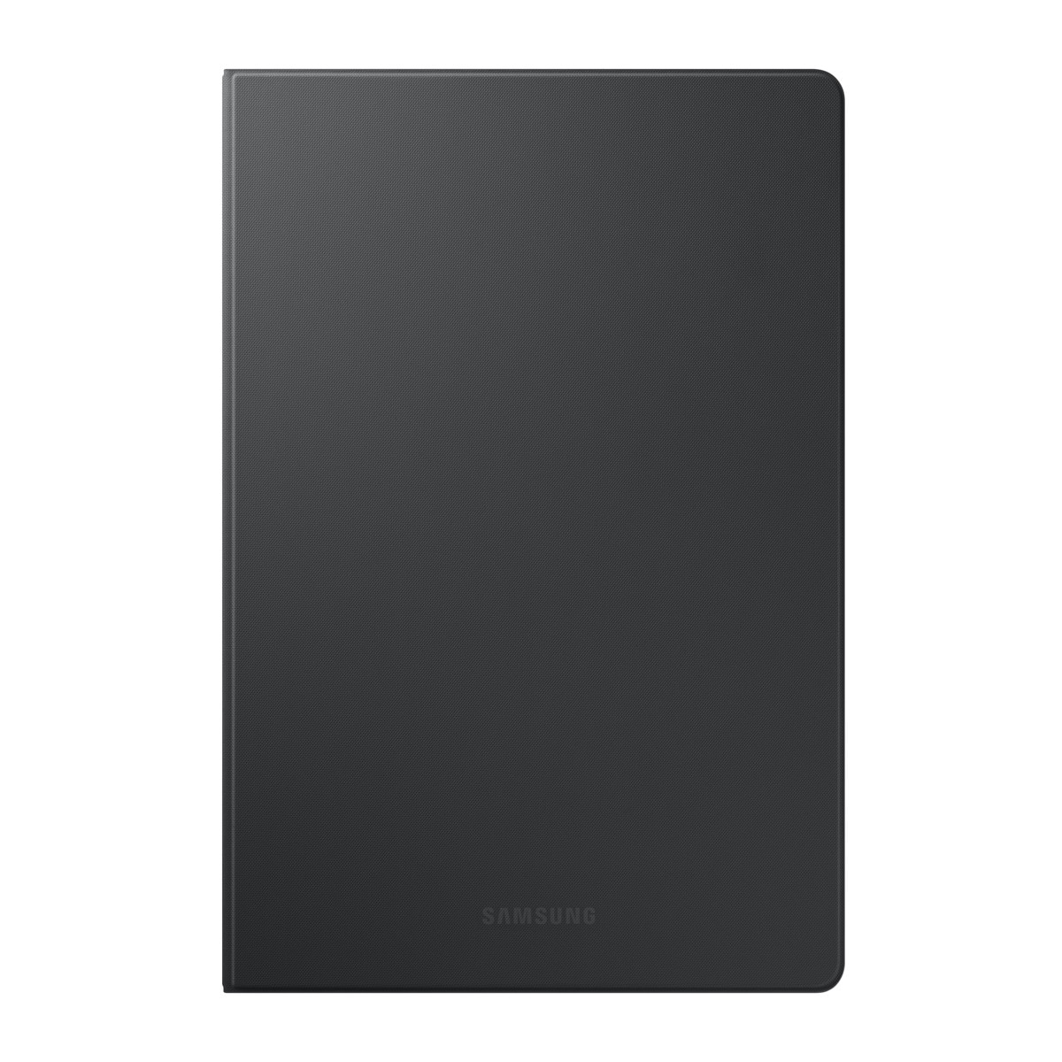Una funda negra para tableta con superficie texturizada. El logotipo de Samsung está en la parte inferior.