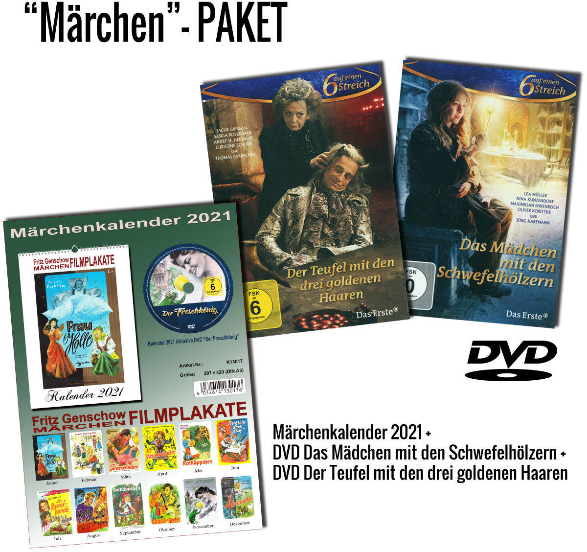 A3) Märchen-DVDs Märchenkalender 3 DVD + 2021 (DIN