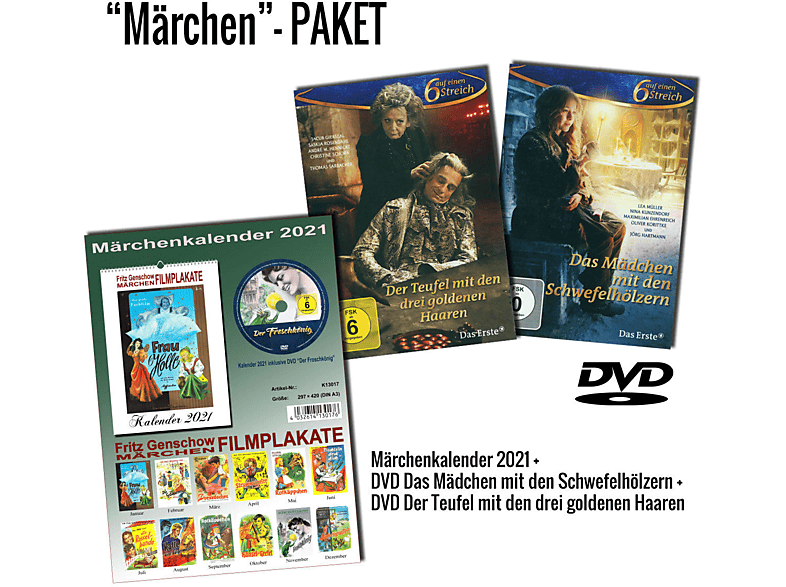 Märchenkalender 2021 (DIN A3) + 3 Märchen-DVDs DVD