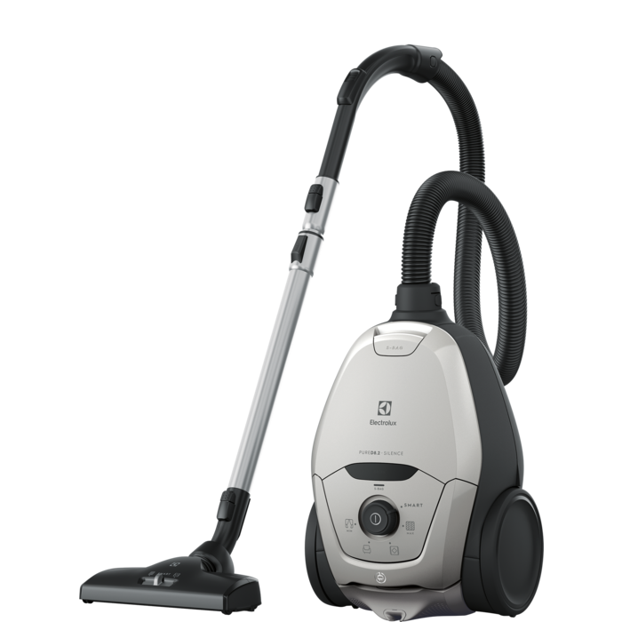 Electrolux PURE D8.2 Silence porszívó fekete háttéren.