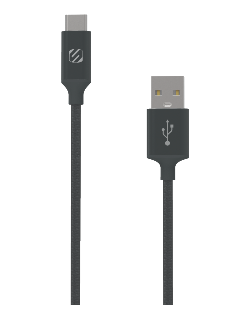 SCOSCHE StrikeLine Premium CAB4SG - Câble USB-A vers USB-C, 1.2 m, Gris foncé