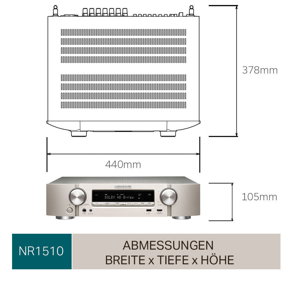 MARANTZ NR 1510 AV-Receiver (5.2 Kanäle, Silbergold)