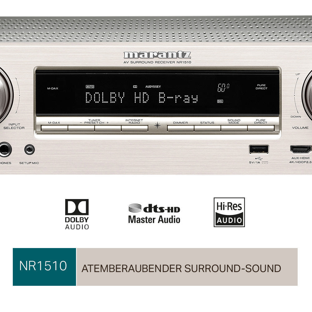 MARANTZ NR 1510 AV-Receiver (5.2 Kanäle, Silbergold)
