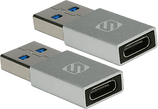 SCOSCHE ACASR-2PKSP - Adaptateur USB-A vers USB-C (2 pcs), Argent