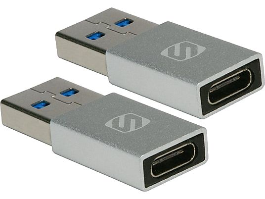 SCOSCHE ACASR-2PKSP - Adattatore USB-A a USB-C (2 pz), Argento
