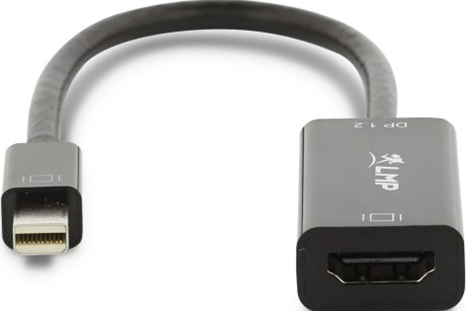 Cavo adattatore LMP DisplayPort a HDMI 1.2, con connettori argentati.
