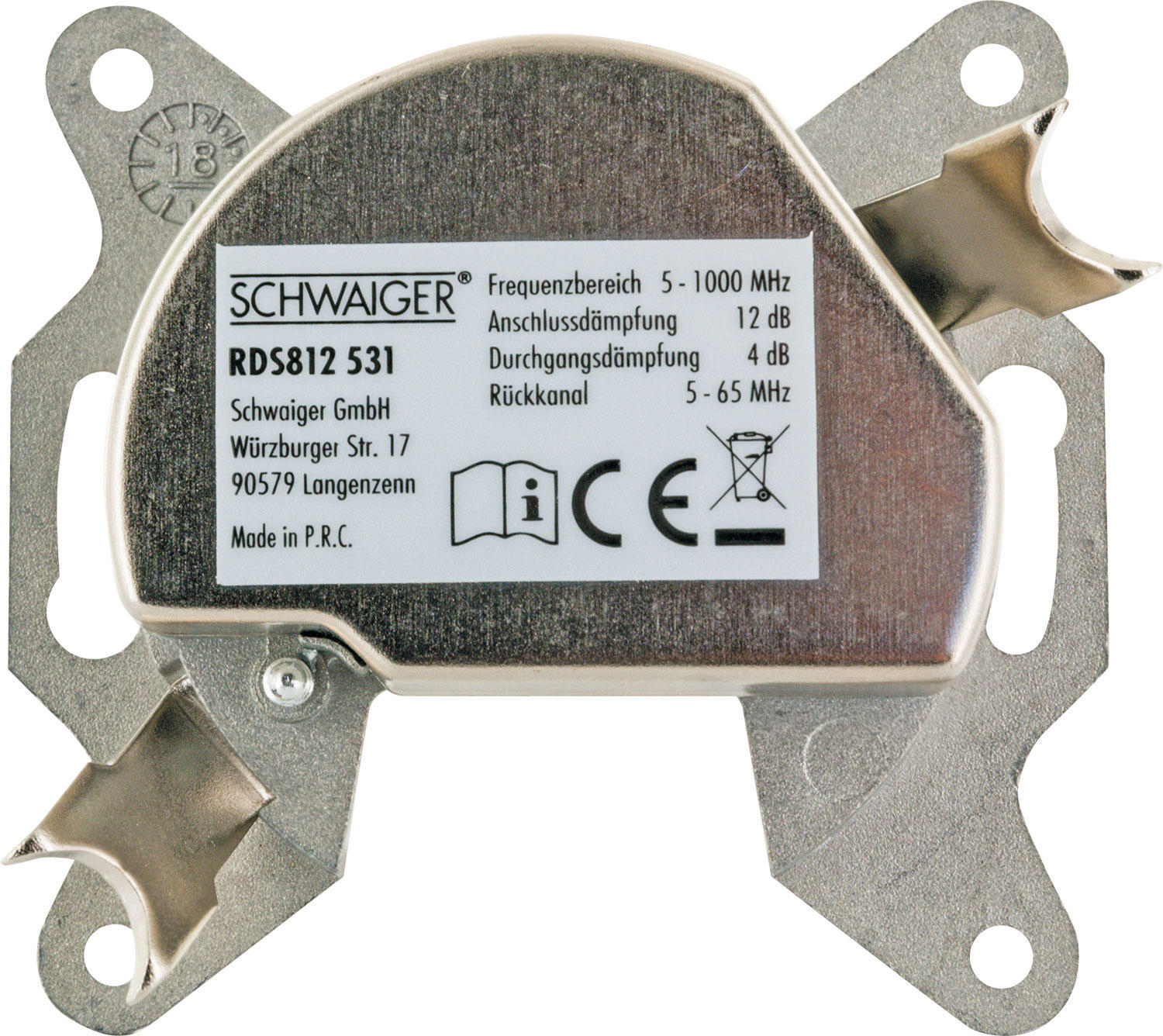 SCHWAIGER (12 dB) mit Datenanschluss für Kabelmodems Multimedia Durchgangsdose 