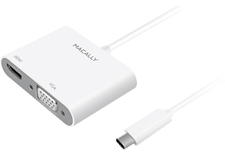 MACALLY UCVH4K - Adaptateur USB-C vers VGA/HDMI (Blanc)