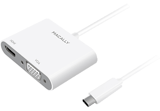 MACALLY UCVH4K - Adapter USB-C zu VGA/HDMI (Weiss)