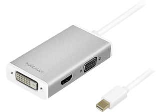 MACALLY MD-3N1-4K - Adapter Mini DisplayPort zu DVI/HDMI/VGA (Weiss/Silber)