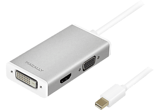 MACALLY MD-3N1-4K - Adattatore Mini DisplayPort a DVI/HDMI/VGA (Bianco/Argento)