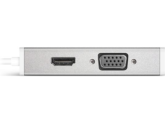 MACALLY MD-3N1-4K - Adaptateur Mini DisplayPort vers DVI/HDMI/VGA (Blanc/Argent)