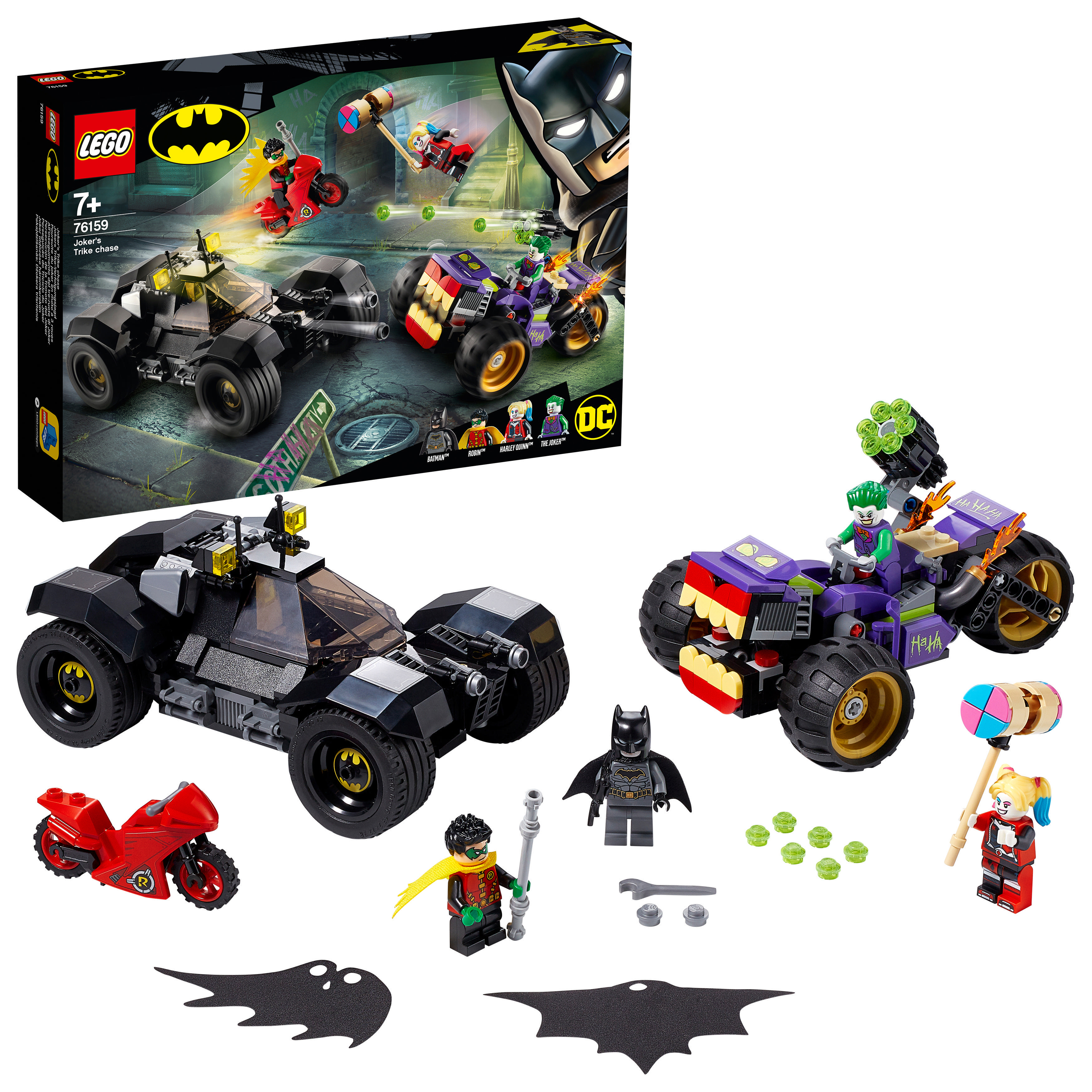 LEGO 76159 Jokers™ Trike-Verfolgungsjagd Bausatz, Mehrfarbig