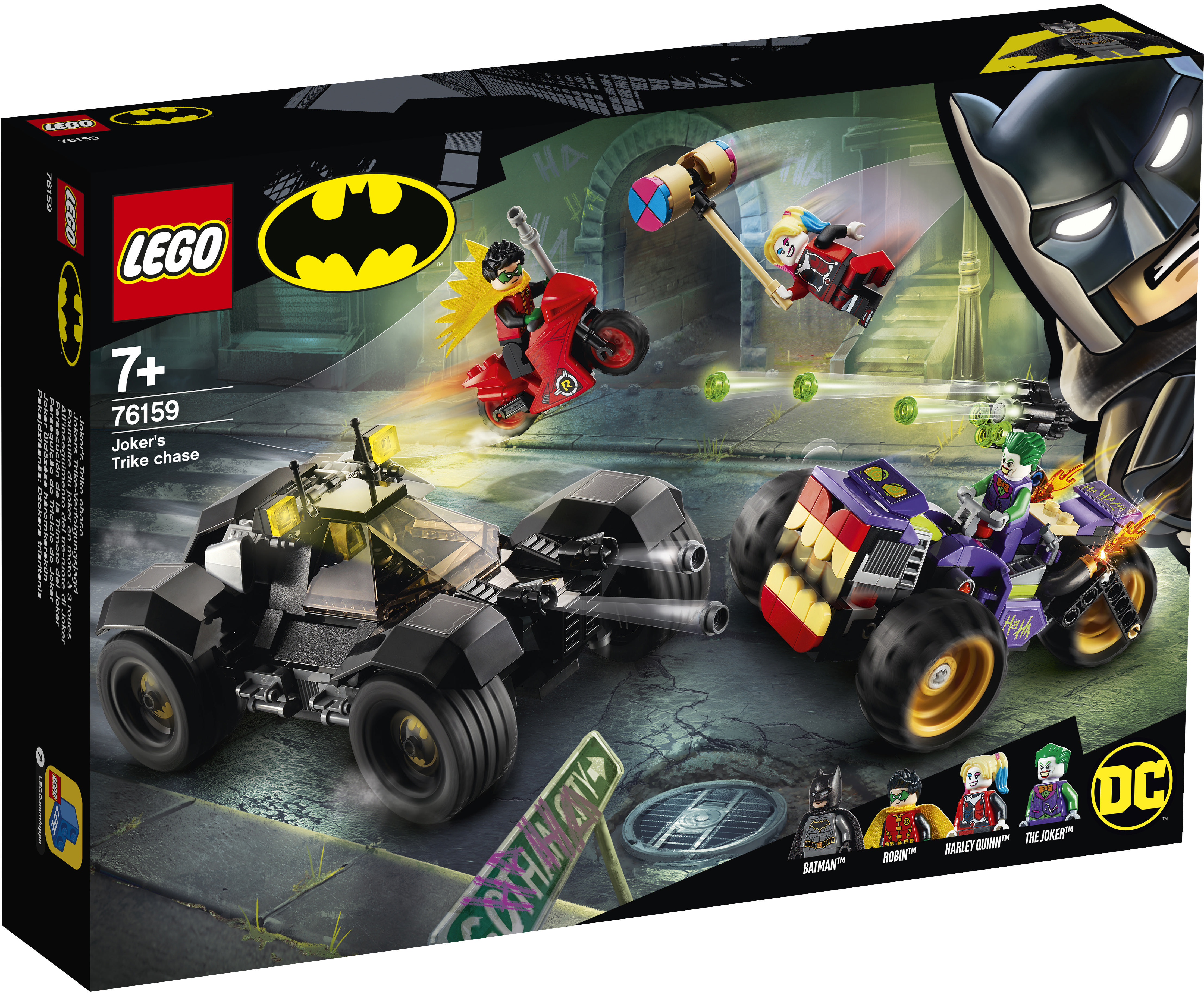 LEGO 76159 Jokers™ Trike-Verfolgungsjagd Bausatz, Mehrfarbig