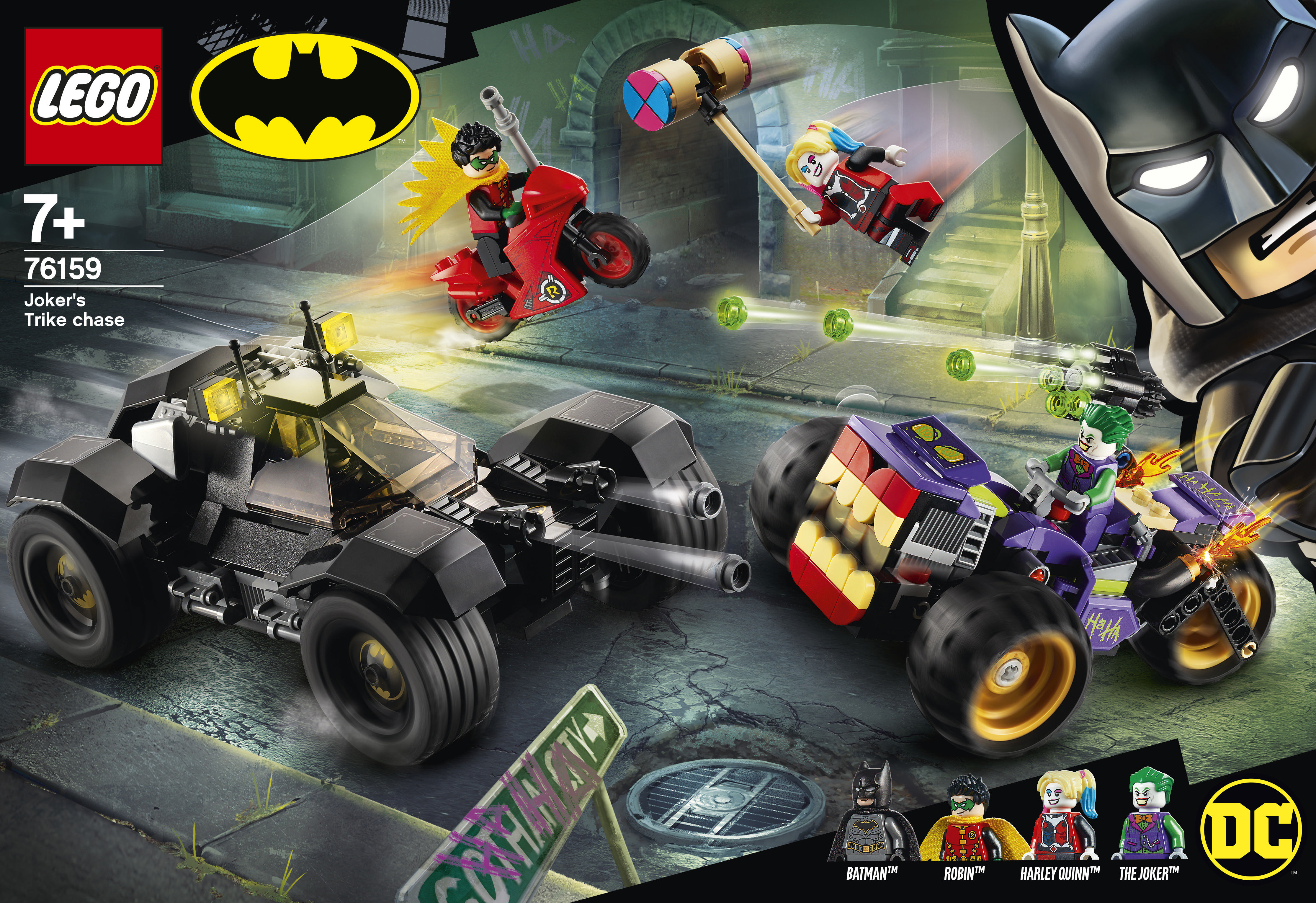 LEGO 76159 Jokers™ Trike-Verfolgungsjagd Bausatz, Mehrfarbig