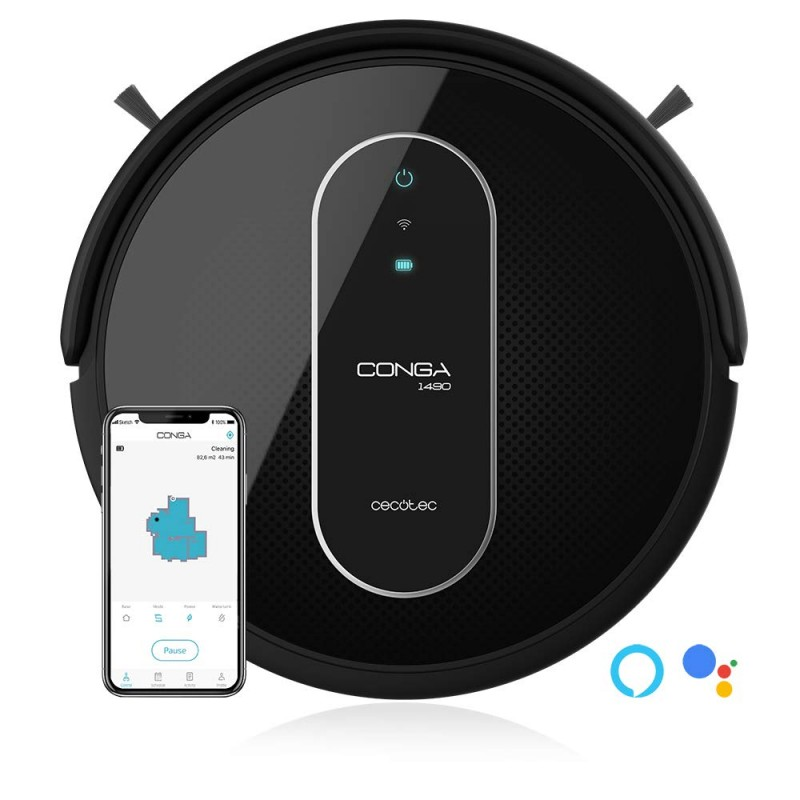 Robot aspirador - Conga 05428, 1400 W, hasta 160 minutos, 64 dB, Negro