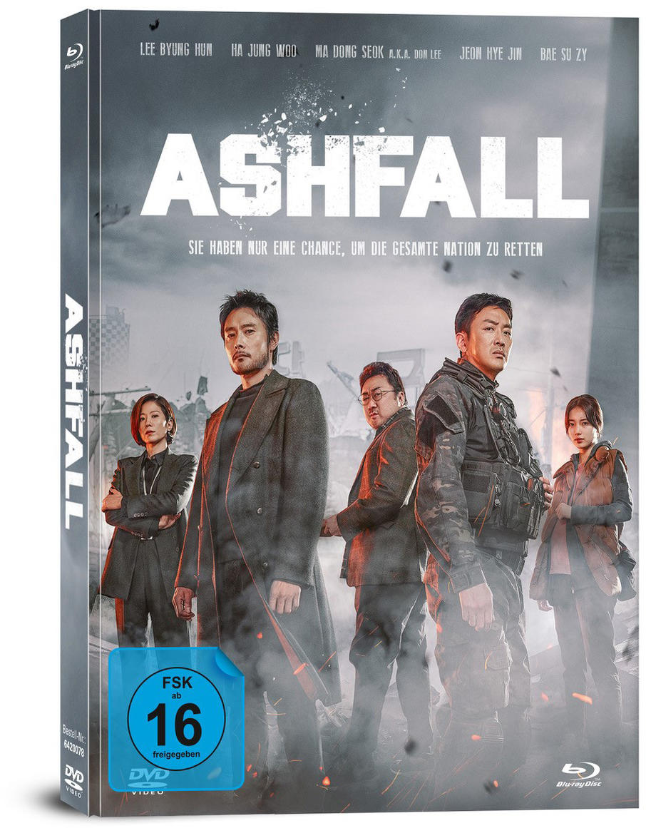 Ashfall Film-DVD-Cover mit Schauspielern.
