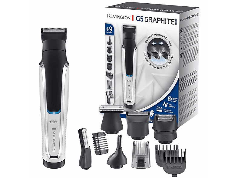 Remington PG 5000 Graphite Serie G5 Multigroomer, Schwarz, Weiß, Netz-/Akkubetrieb