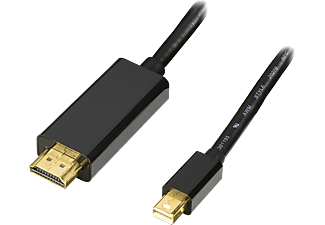 DELTACO mini DisplayPort till HDMI-monitorkabel med ljud, Full HD i 60Hz, 2m, svart, 20-pin ha-19-pin ha