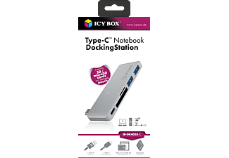 ICY BOX USB Dual USB Type-C Notebook USB-C Dockingstation, Silber