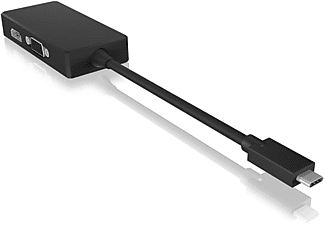 ICY BOX 2-in-1 Type-C zu HDMI und VGA Grafikadapter, Schwarz