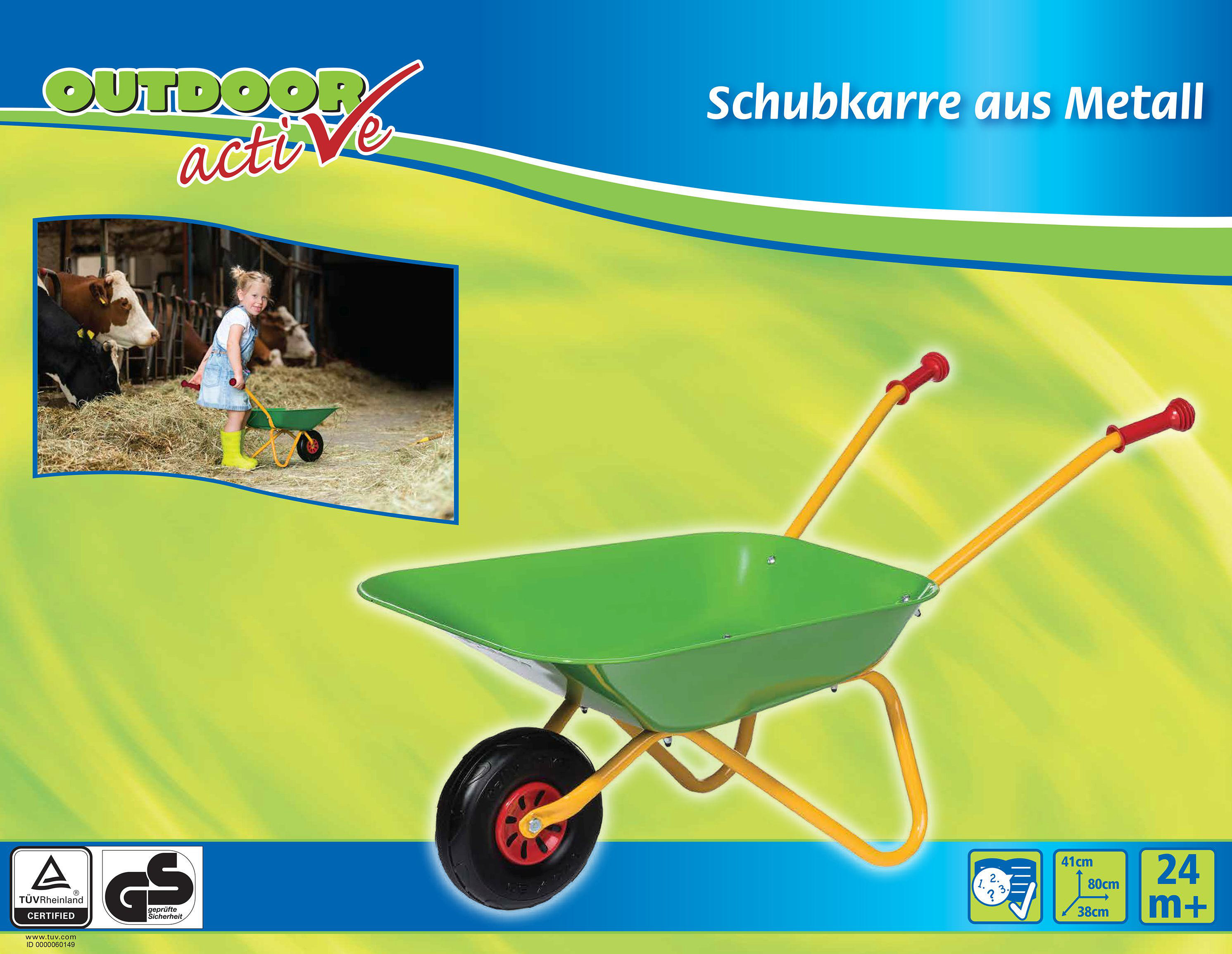 Grün/Gelb Kinderschubkarre Schubkarre-Metall,grün/gelb Active Outdoor OUTDOOR ACTIVE