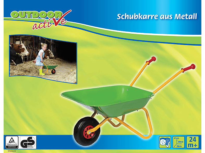 Outdoor ACTIVE Active Kinderschubkarre OUTDOOR Schubkarre-Metall,grün/gelb Grün/Gelb