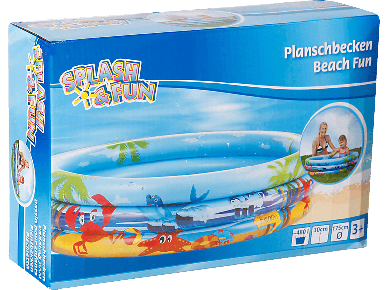 SPLASH Planschbecken Kinderplanschbecken Blau Ø175cm Beach FUN Fun