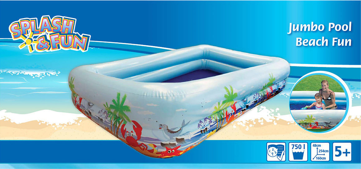 SPLASH FUN Beach-Fun Pool, 254x160x48cm Jumbo Kinderplanschbecken Blau
