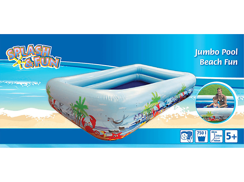 SPLASH FUN Beach-Fun Jumbo Pool, Blau 254x160x48cm Kinderplanschbecken