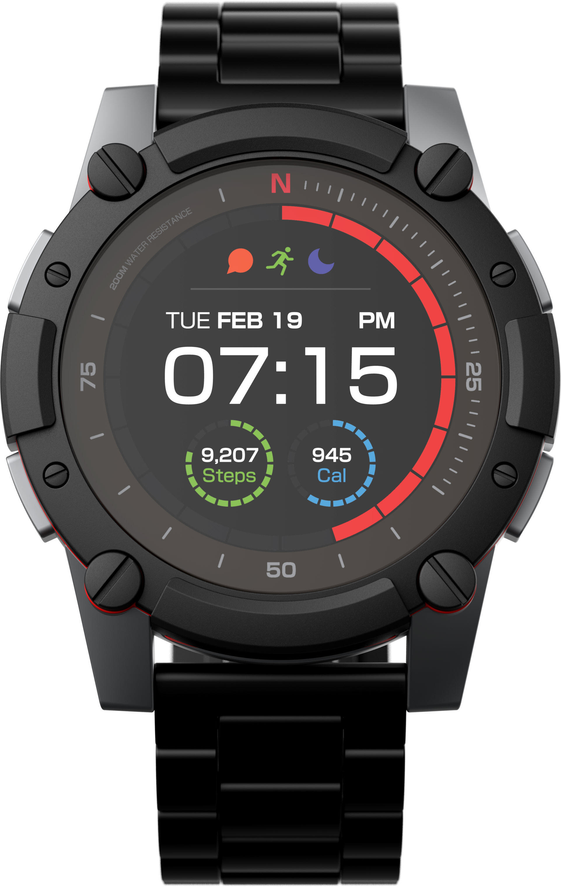 MATRIX PowerWatch Series 2 Premium Smartwatch Aluminium Edelstahl, Einheitsgröße, Schwarz