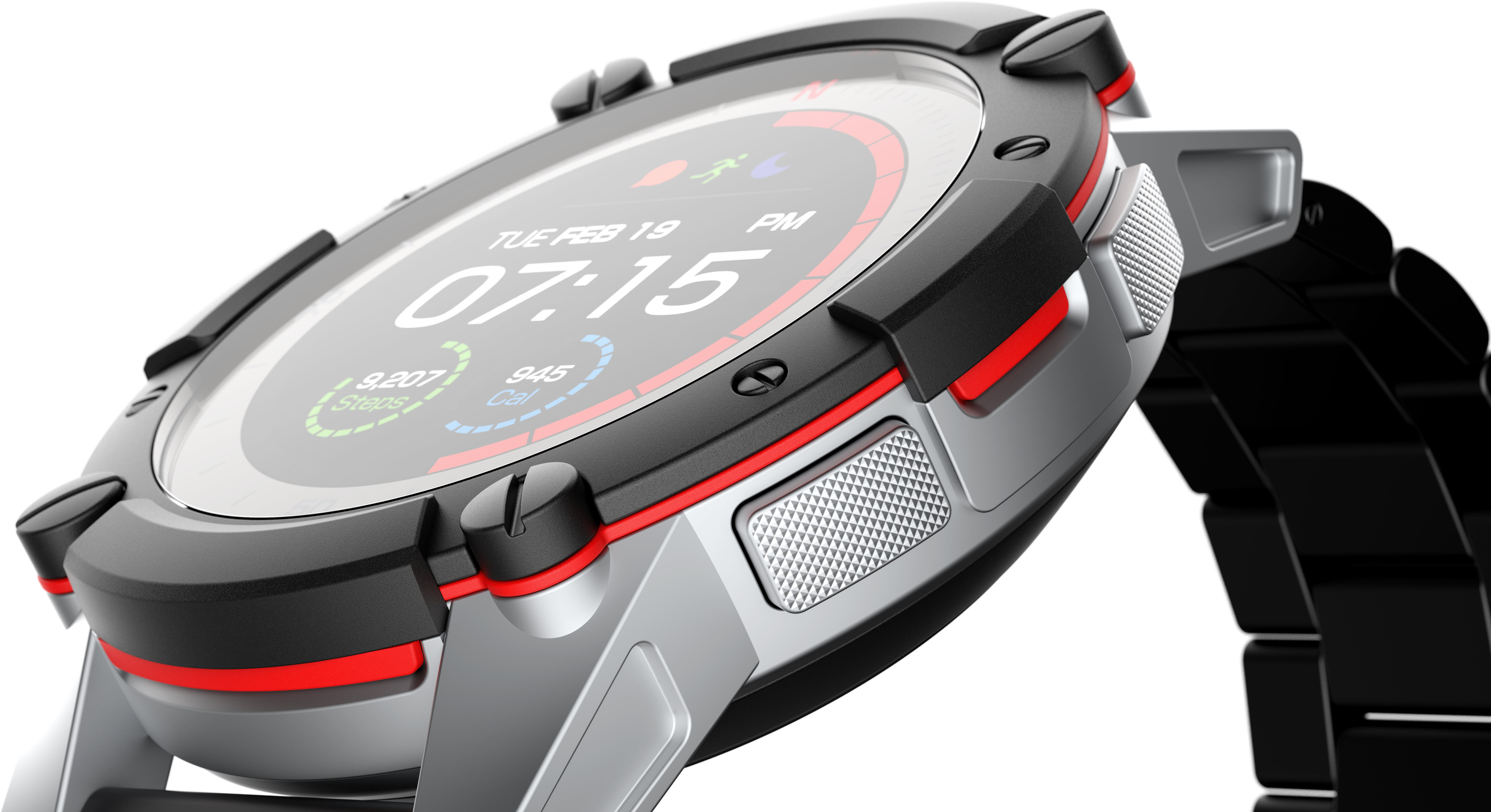 MATRIX PowerWatch Series 2 Premium Smartwatch Aluminium Edelstahl, Einheitsgröße, Schwarz