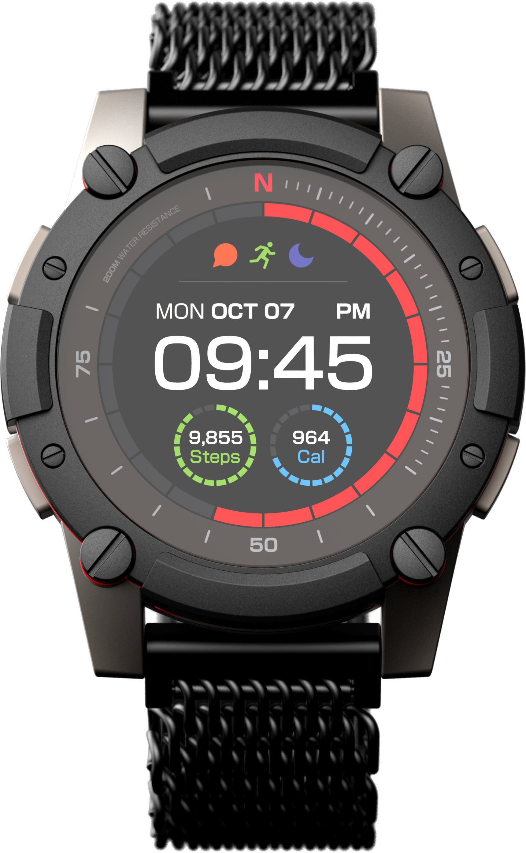 MATRIX PowerWatch Series 2 Luxe Smartwatch Aluminium Edelstahl, Einheitsgröße, Schwarz