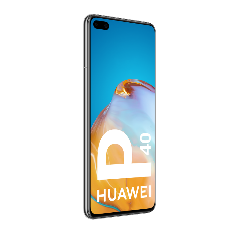 Un smartphone con pantalla azul y las palabras HUAWEI y P40.