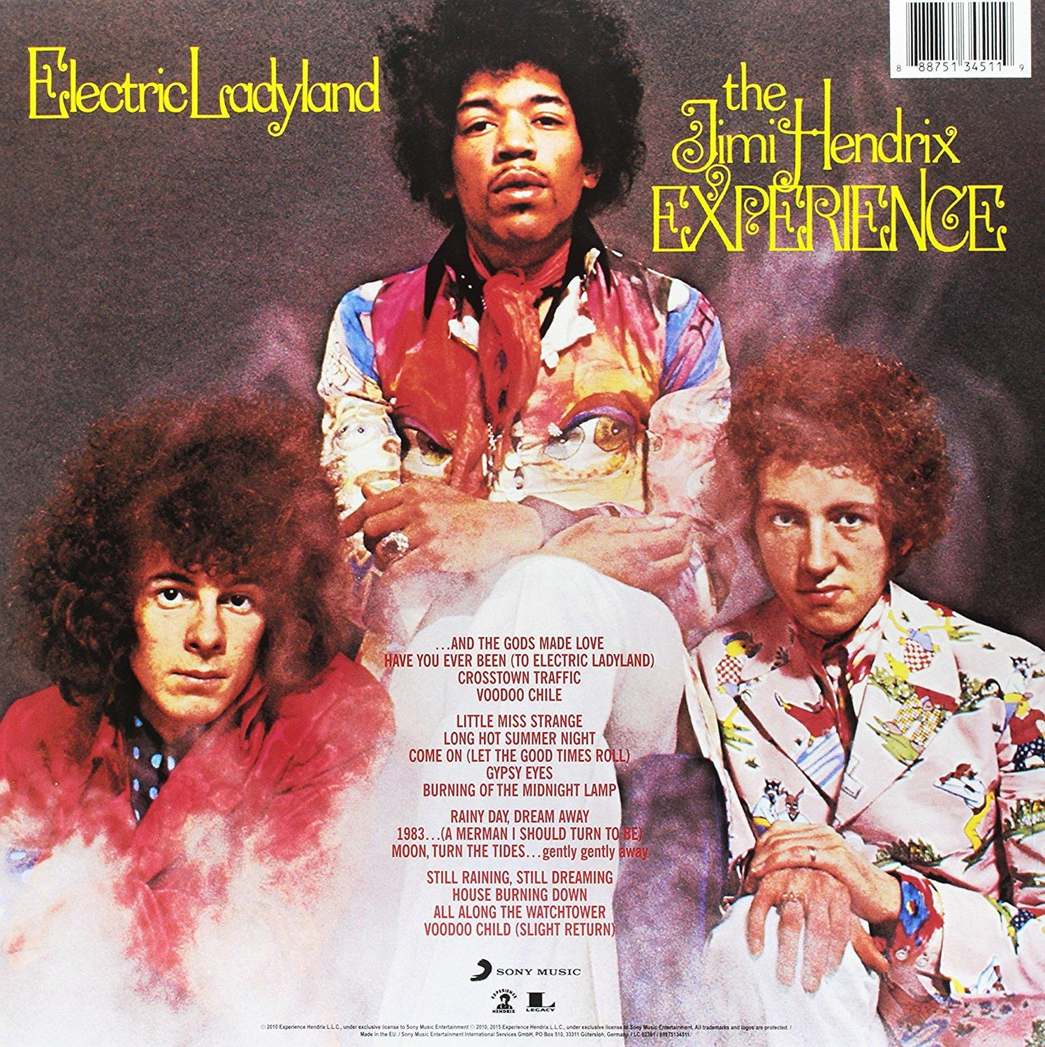 The Jimi Hendrix Experience, Electric Ladyland album borítója. Három zenekari taggal.