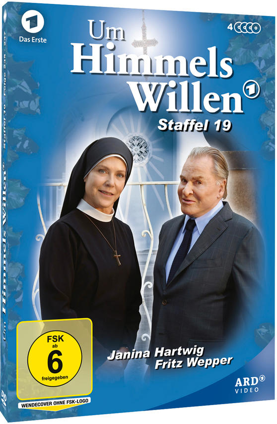 DVD-Cover: Zwei Personen vor blauem Hintergrund. Titel: 'Um Himmels Willen'.