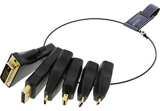 DELTACO OFFICE HDMI adapter ring, mDP, DP, USB-C, DVI, HDMI mini/micro, svart