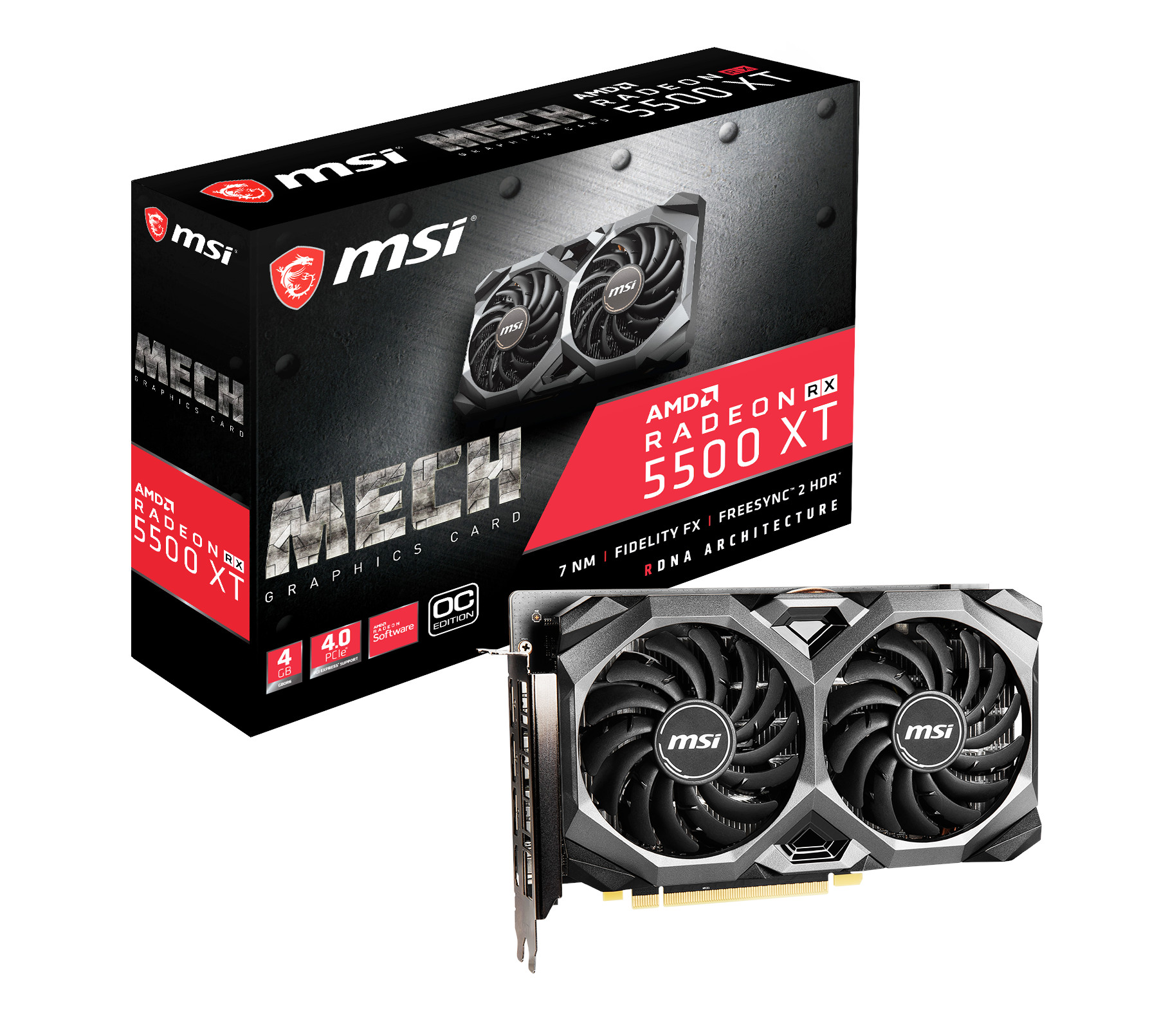 MSI VGA Radeon RX 5500 XT Mech 4GB OC Anakart Siyah