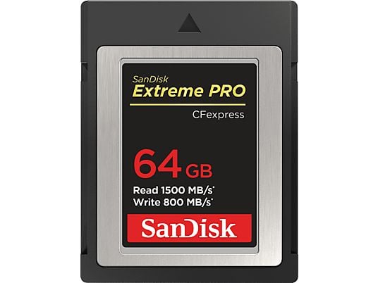 SANDISK Extreme Pro 1500MB/S Typ B - Carte CFexpress   (64 GB, 1500 MB/s, Noir/Gris)