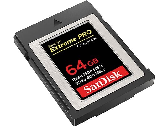 SANDISK Extreme Pro 1500MB/S Typ B - Carte CFexpress   (64 GB, 1500 MB/s, Noir/Gris)