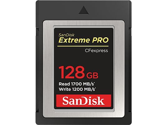 SANDISK Extreme Pro 1700MB/S Typ B - Carte CFexpress  (128 GB, 1700 MB/s, Noir/Gris)