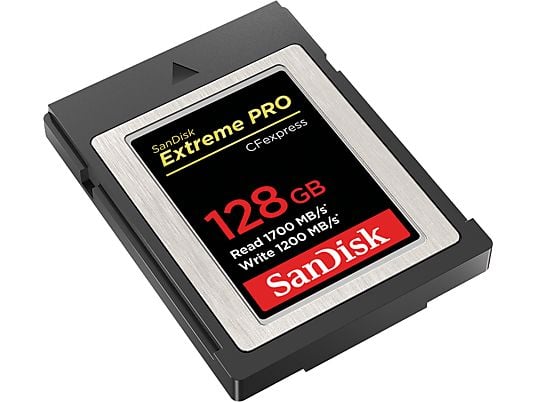 SANDISK Extreme Pro 1700MB/S Typ B - Carte CFexpress  (128 GB, 1700 MB/s, Noir/Gris)