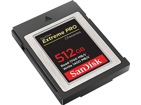 SANDISK Extreme Pro 1700MB/S Typ B - Carte CFexpress  (512 GB, 1700 MB/s, Noir/Gris)