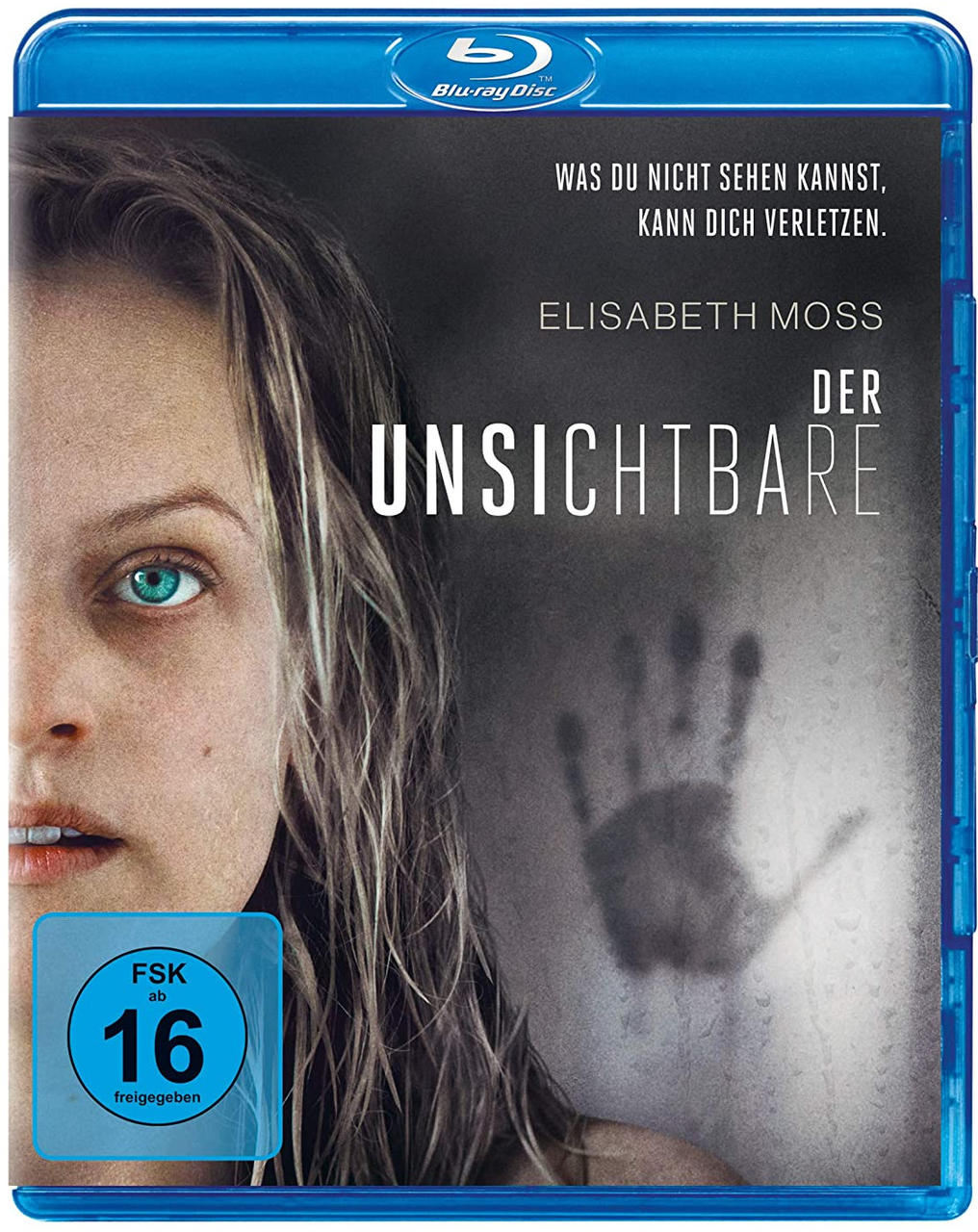 Blu-ray-Cover: Das Gesicht einer Frau mit Handabdruck. Text: 'Der Unsichtbare'.