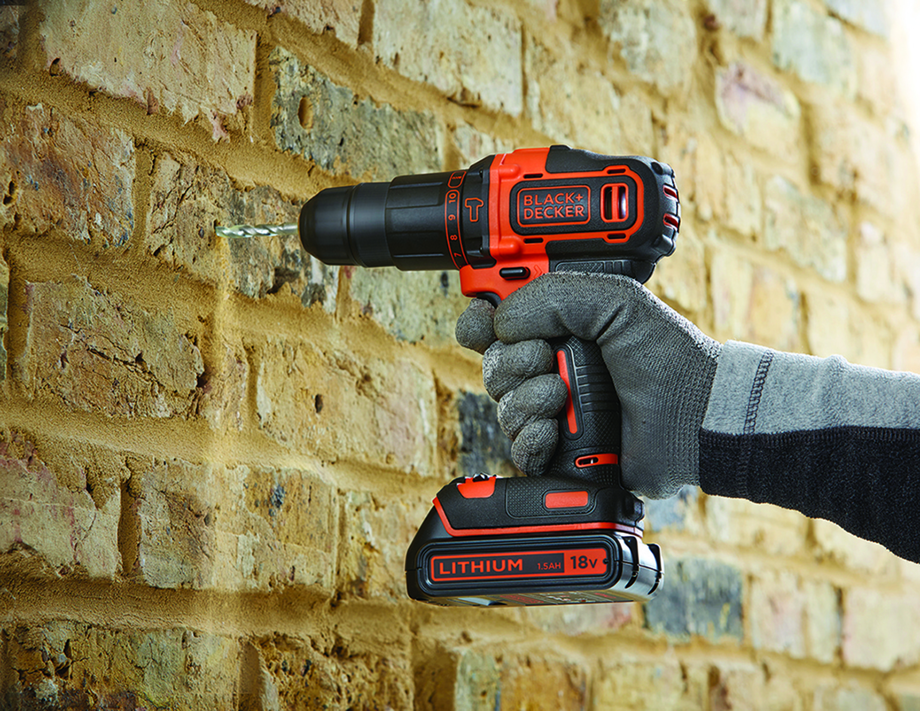 BLACK+DECKER BDCHD18S1A Akku-Schlagbohrschrauber, Orange/Schwarz