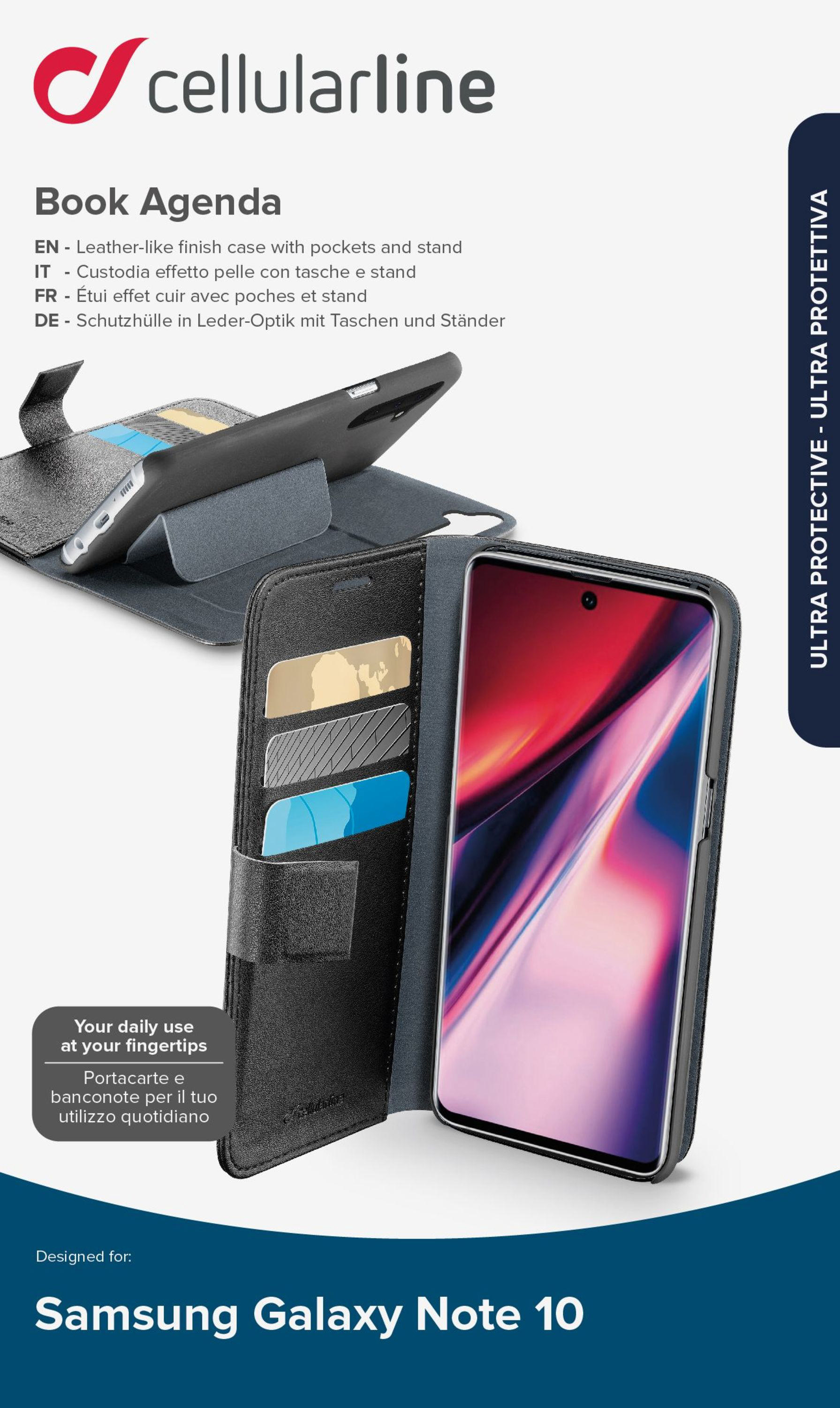 CELLULAR LINE Book Agenda, Bookcover, 10, Samsung, Schwarz Note Galaxy